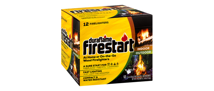 duraflame firestart firelighters case 12-count  fire lighter packaging