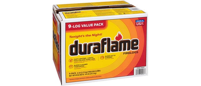 Case of 9-log value pack of duraflame® 6lb firelogs